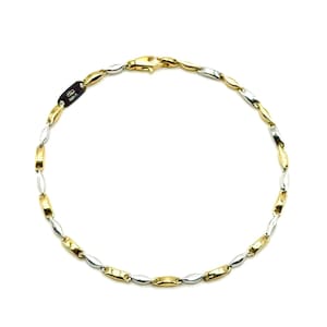 18K Gold Bracelet for Men and Women - 8.5” Two-Tone Gold Bracelet - Unisex Gold Bracelet - Yellow and White Bracelet - New Italian Design