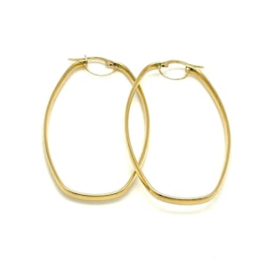18K Gold Oval Earrings For Woman - Modern Earrings - Italian Earrings - Women&#39;s Gold Earrings - Great Gift for Her - Made in Italy