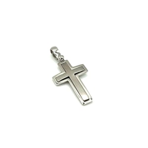 18K Gold Cross Pendant Necklace - Italian Gold Cross - Real 18K Gold Cross - White Gold Cross - Handmade Cross - Religious Charm Pendant