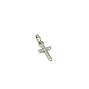 18K Gold Cross Pendant Necklace - Italian Gold Cross - Real 18K Gold Cross - White Gold Cross - Handmade Cross - Religious Charm Pendant