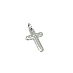 18K Gold Cross Pendant Necklace - Italian Gold Cross - Real 18K Gold Cross - White Gold Cross - Handmade Cross - Religious Charm Pendant