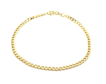 18K Gold Curb Link Bracelet for Men - Italian Design - Polished Gold - Cuban Link - Handmade Bracelet - Gold Gift for Men and Women