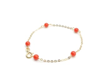 18K Gold Bracelet for Newborn Baby • Bracelet with Natural Corals  • Bracelet for Baby • Gift for Baptism  • Made in Italy