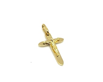 18K Solid Yellow Gold Cross • Italian Cross Charm for Necklace and Chain • Yellow Gold Cross • Cross For Men and Women • Italian Gold Cross