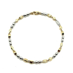 18K Gold Bracelet for Men and Women - 8.5” Two-Tone Gold Bracelet - Unisex Gold Bracelet - Yellow and White Bracelet - New Italian Design