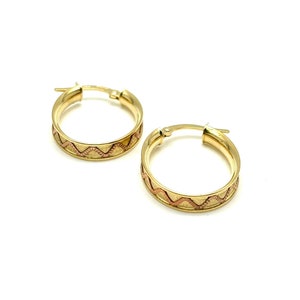 18K Gold Oval Earrings For Woman - Italian Gold Earrings - Women&#39;s Gold Earrings - 18K Yellow and Rose Gold Earrings - Made in Italy