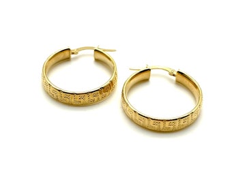18K Yellow Gold Earrings for Women • Gold Hoops • Greek Design • Italian Gold Handmade • Women's Earrings • Gift for Her • Made in Italy