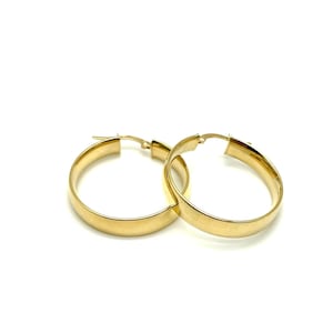 18K Yellow Gold Hoop Earrings - Women&#39;s Gold Earrings - 18K Yellow Gold Hoops - Handcrafted Gold Hoops - Italian Gold Hoops