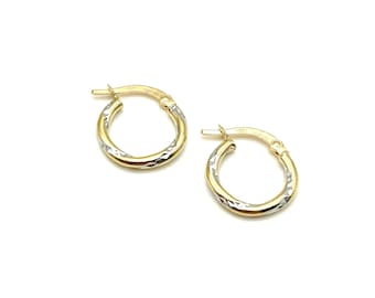 18K Two-Tone Gold Hoop Earrings - Women's Gold Earrings - 18K Two-Tone Gold Hoops - Handcrafted Gold Hoops - Italian Gold Hoops