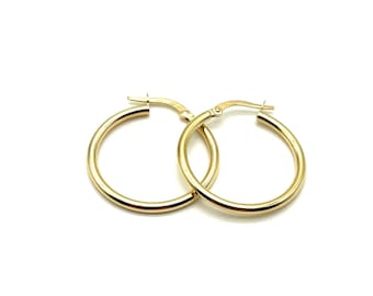 18K Yellow Gold Dainty Hoop Earrings • Gold Hoops • Polished Gold • Minimalist Earrings • Classic Thin Hoops • Gift for Her • Made in Italy