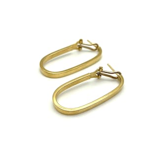 18K Gold Oval Earrings For Woman  - Italian Gold Earrings - Women&#39;s Gold Earrings - 18K Yellow Gold Earrings - Gold Gift - Made in Italy