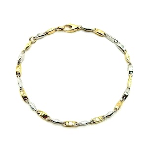 18K Gold Bracelet for Men and Women - 8.3” Two-Tone Gold Bracelet - Unisex Gold Bracelet - Yellow and White Bracelet - New Italian Design