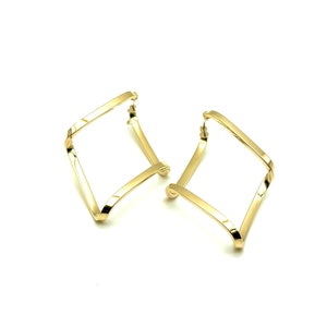 18K Yellow Gold Earrings - Twisted Earrings - Women&#39;s Gold Earrings - Real Gold Earrings - Polished Earrings - Handmade in Italy
