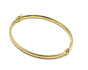 18K Yellow Gold Bangle Bracelet - 3mm Thick - Real 18K Yellow Gold Bracelet - Italian Gold Bangle - Polished Gold Bangle - For Women