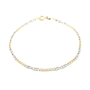 18K Gold Cuban Link Chain Bracelet • 7.7” Bracelet for Men and Women • 2mm Curb Bracelet • Two-Tone Gold • Real Gold • Made in Italy