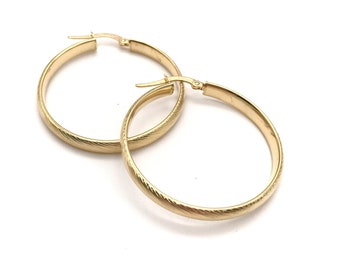 18K Yellow Gold Simple Hoop Earrings • Gold Hoops • Real Gold • Minimalist Earrings • Classic Light Hoops • For Everyday Use • Made in Italy