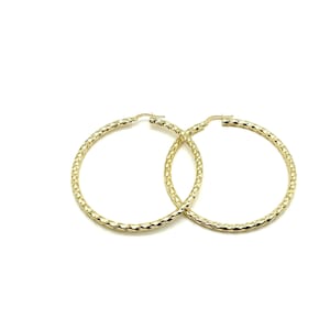 18K Yellow Gold Hoop Earrings - Women&#39;s Gold Earrings - 18K Yellow Hammered Gold Hoops - Handcrafted Gold Hoops - Italian Gold Hoops