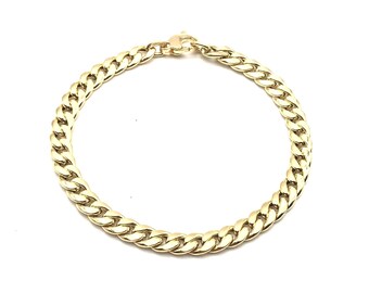 18K Yellow Gold Curb Bracelet - 7.9 Inches Length - 5mm Width - Curb Bracelet - Real Gold Bracelet - Italian Gold Bracelet - Handmade