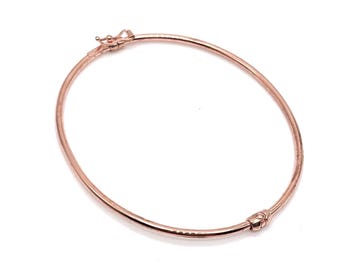 18K Rose Gold Bangle Bracelet - 2 mm Thick - Real 18K Rose Gold Bracelet - Italian Gold Bangle - Polished Gold Bangle - For Women