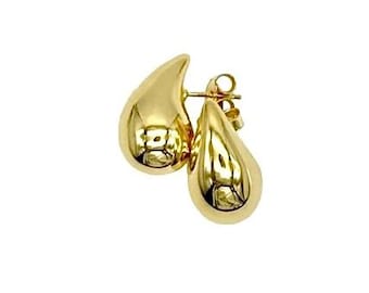 18KT geelgouden druppelvormige oorbellen - Italiaanse mode oorbellen - Gepolijste druppelvormige oorbellen - Elegante druppelvormige oorbellen voor dames