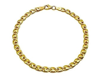 Pulsera para hombre y mujer en oro amarillo de 18 quilates - Largo 20,5 cm - Ancho 4 mm - Pulsera hecha a mano - Pulsera de oro italiano - Oro auténtico