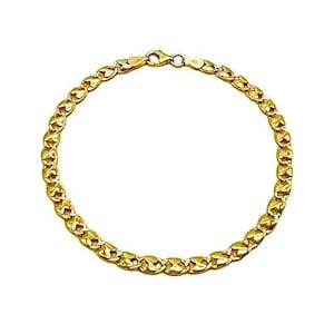18K Gold Polished Bracelet - 8.1” Length - 4 mm Width - For Men and Women - Handmade Bracelet - Italian Gold Bracelet - Real Gold Bracelet
