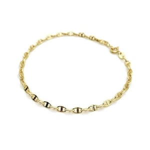 18K Gold Mariner Link Bracelet - 8.5” Length - 3.5 mm Width - Polished Gold Bracelet - Anchor Link - Italian Jewelry - Real Gold Bracelet
