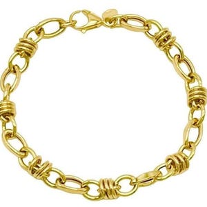 Women&#39;s Bracelet in 18K Yellow Gold - 7.3” Inches Length - 6 mm Width - Handmade Bracelet - Polished Gold Bracelet - Real Gold Bracelet