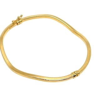 18K Gold Twisted Bangle - Real Gold Bangle - Yellow Gold Bracelet - Italian Yellow Gold Bangle - Polished Bangle - Italian Design - Handmade