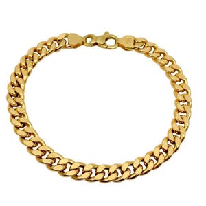 18K Yellow Gold Curb Bracelet - 8.3 Inches Length - 6.5 mm Width - Curb Bracelet - Real Gold Bracelet - Italian Gold Bracelet - Handmade