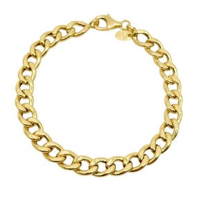18K Yellow Gold Curb Bracelet - 7.5 Inches Length - 7 mm Width - Curb Bracelet - Real Gold Bracelet - Cuban Link Chain Bracelet - Handmade