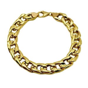 18K Yellow Gold Curb Bracelet - 8.5 Inches Length - 10mm Width - Curb Bracelet - Real Gold Bracelet - Italian Gold Bracelet - Handmade