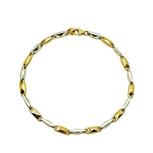 18K Gold Bracelet for Men and Women - Two-Tone Gold Bracelet - 8.5” Bracelet - Gold Gift for Him and Her - Elegant Bracelet - Handmade