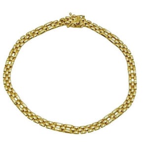 Panther Link Chain Bracelet in 18K Yellow Gold - Panther Bracelet - 7.7 Inches Length - 4mm Width - Real Gold Bracelet - Handmade in Italy
