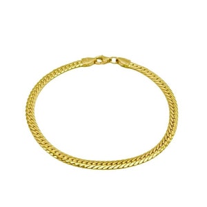 18KT Gold Schlangenkettenarmband - Flaches Gliederarmband - Länge 19,5 cm - Breite 3 mm - Eleganter Schmuck - Geschenk für Frauen