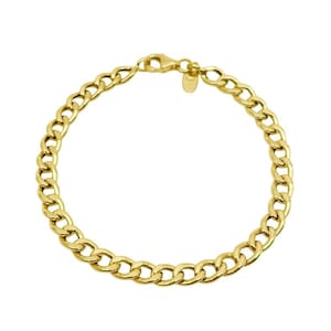18K Yellow Gold Curb Bracelet - 7.7 Inches Length - 5.5 mm Width - Curb Bracelet - Real Gold Bracelet - Cuban Link Chain Bracelet - Handmade