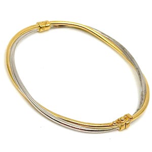 Pure 18K Gold Bangle Bracelet - 18K Two-Tone Gold Bangle - Handmade Italian Gold Bracelet - Gold Bangle for Woman - Italian Made