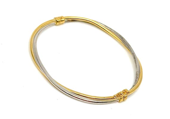 Bracciale rigido donna in oro bicolore 18KT - Bracciale Rigido in Oro 750 - Bracciale Oro fatto a Mano - Idea Regalo Oro Italiano