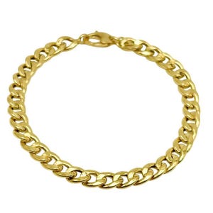 18K Yellow Gold Curb Bracelet - 7.5 Inches Length - 6 mm Width - Curb Bracelet - Real Gold Bracelet - Cuban Link Chain Bracelet - Handmade