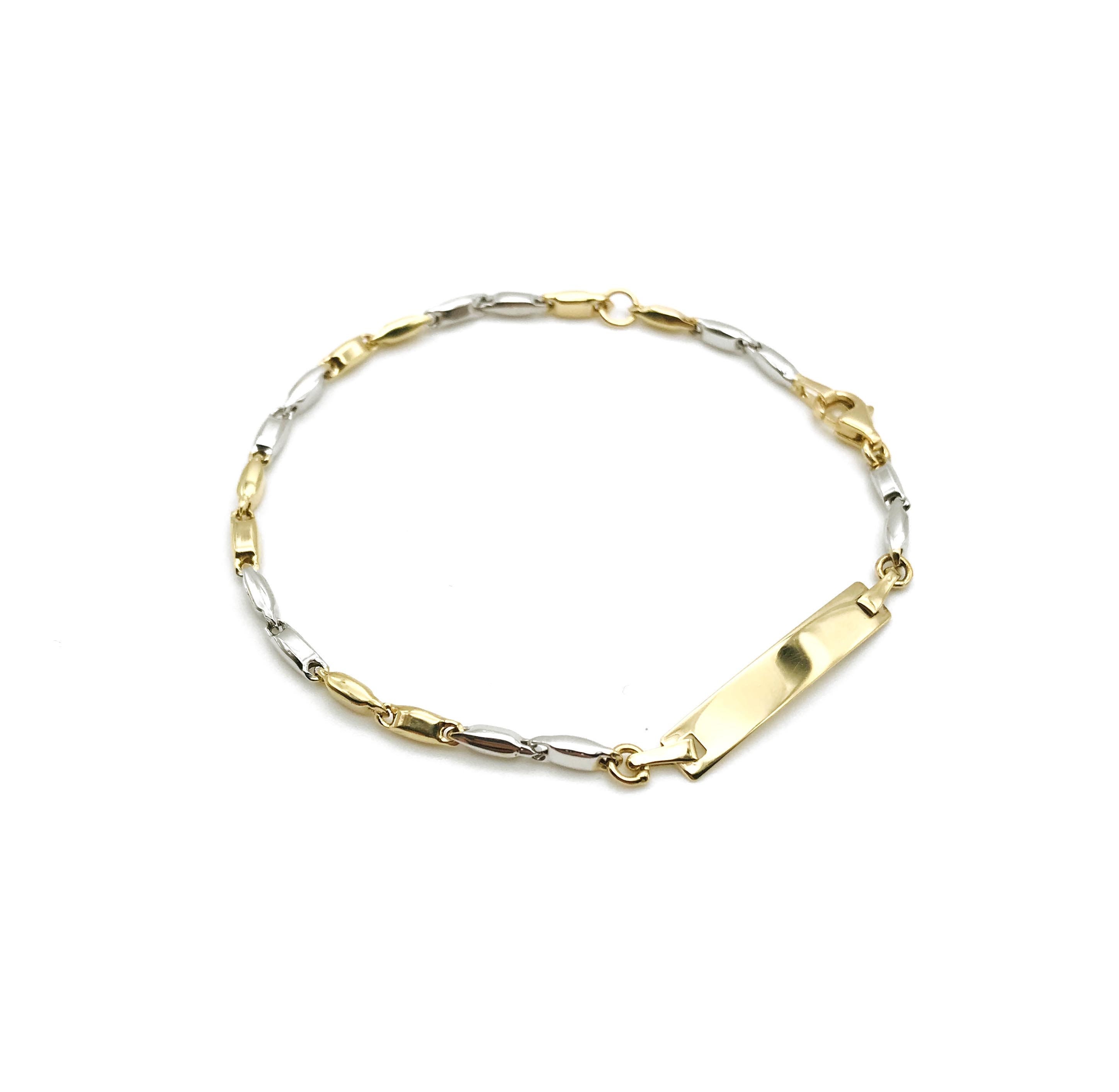 18K Twotone Gold Bracelet With Bar Gold Bracelet for Boys Etsy