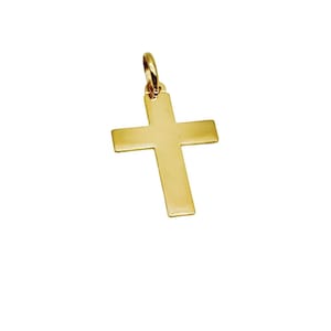 18K Yellow Gold Cross Pendant Chain - Italian Gold Cross - Real 18K Gold Cross - Yellow Gold Cross - Religious Pendant - Catholic Pendant