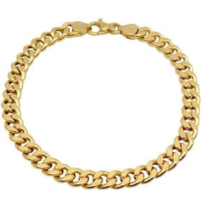 18K Yellow Gold Curb Bracelet - 8.3 Inches Length - 5 mm Width - Curb Bracelet - Real Gold Bracelet - Cuban Link Chain Bracelet - Handmade