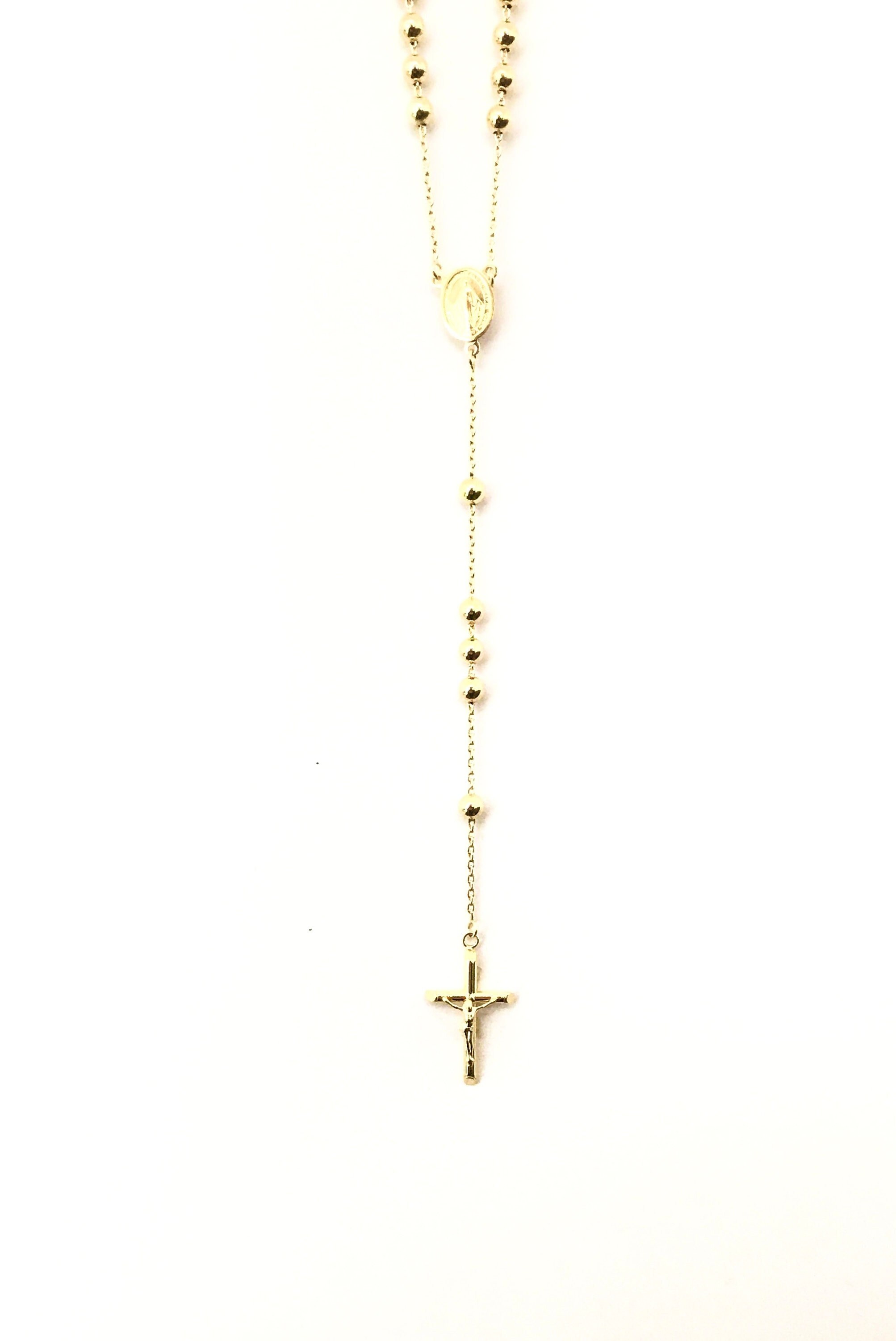 18K Yellow Gold Rosary Necklace for Men 