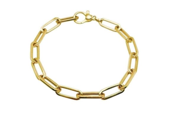 Bracciale in Oro Giallo 18KT - Elegante bracciale in oro - Lunghezza 19,5 cm - Larghezza 6 mm - Bracciale a maglie ovali - Oro vero