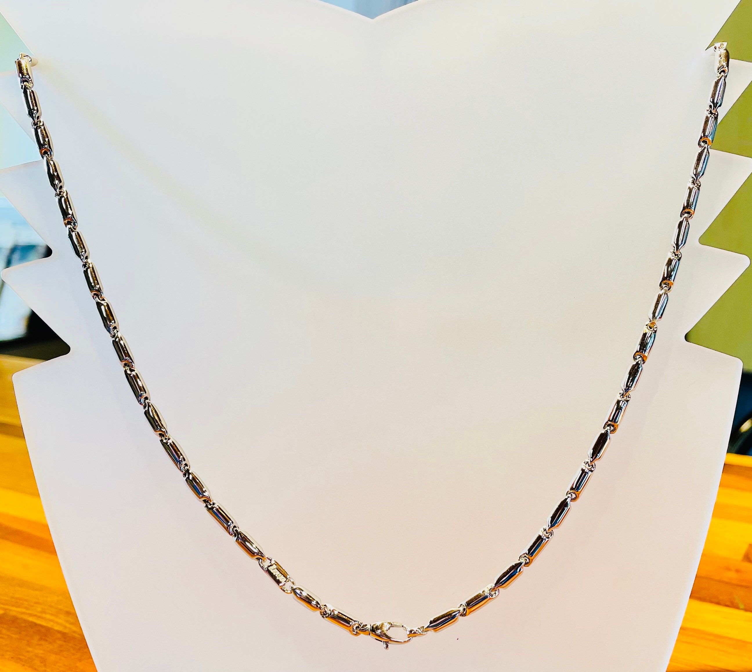 Collier Unisexe Or Jaune Et Blanc 18 Carats – 50 Cm – Neuf Avec étiquettes