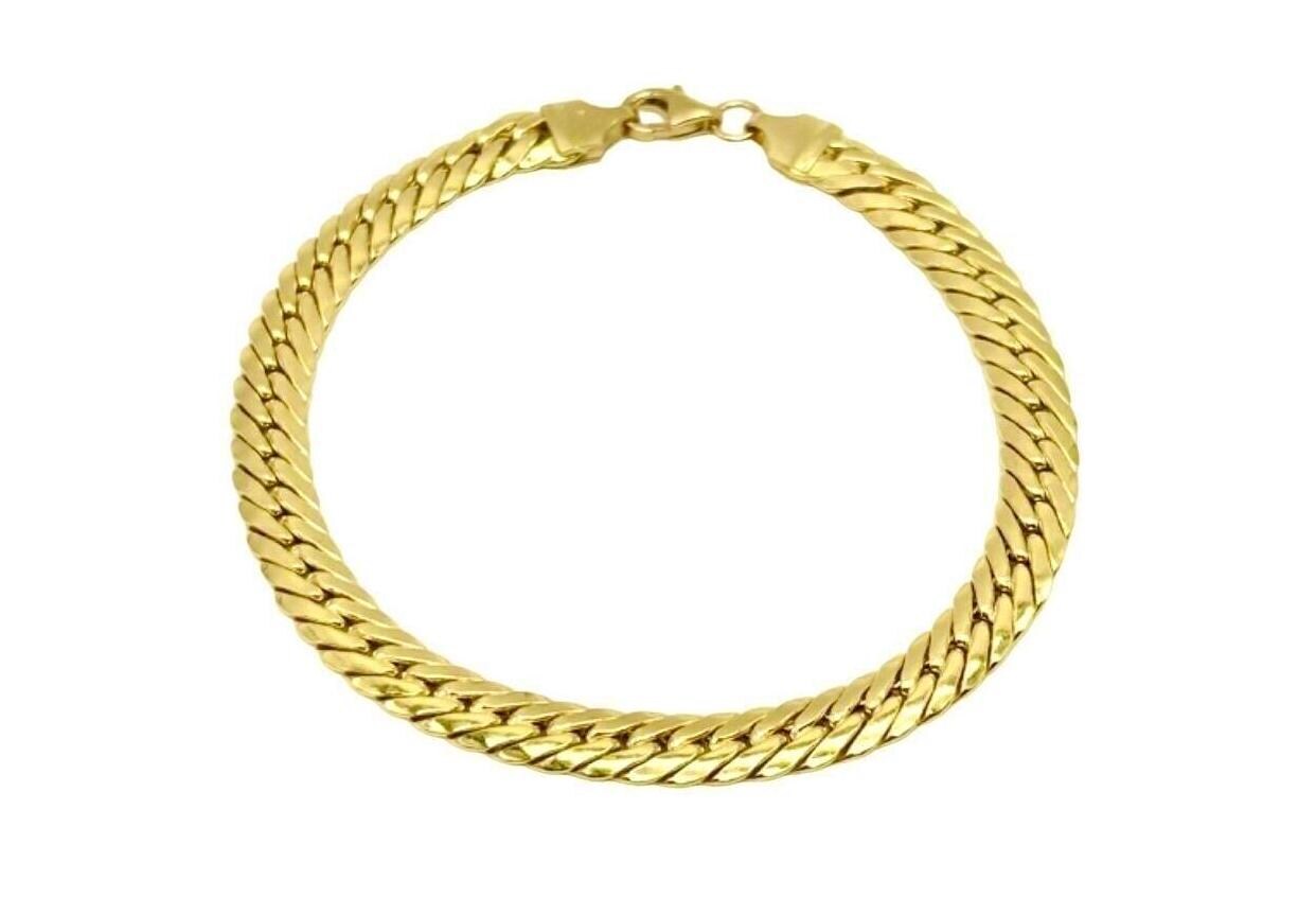 18K Gold Flat Snake Chain Link Bracelet - Snake Chain Bracelet 