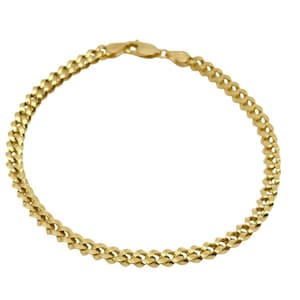 18K Yellow Gold Curb Bracelet - 7.5 Inches Length - 3.8 mm Width - Curb Bracelet - Real Gold Bracelet - Cuban Link Chain Bracelet - Handmade