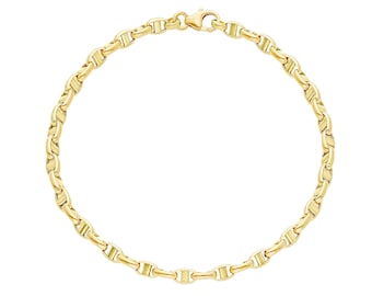 18K Yellow Gold Anchor Link Bracelet - Italian Design - Mariner Link - Men's Gold Bracelet - Handmade Bracelet - Real Gold