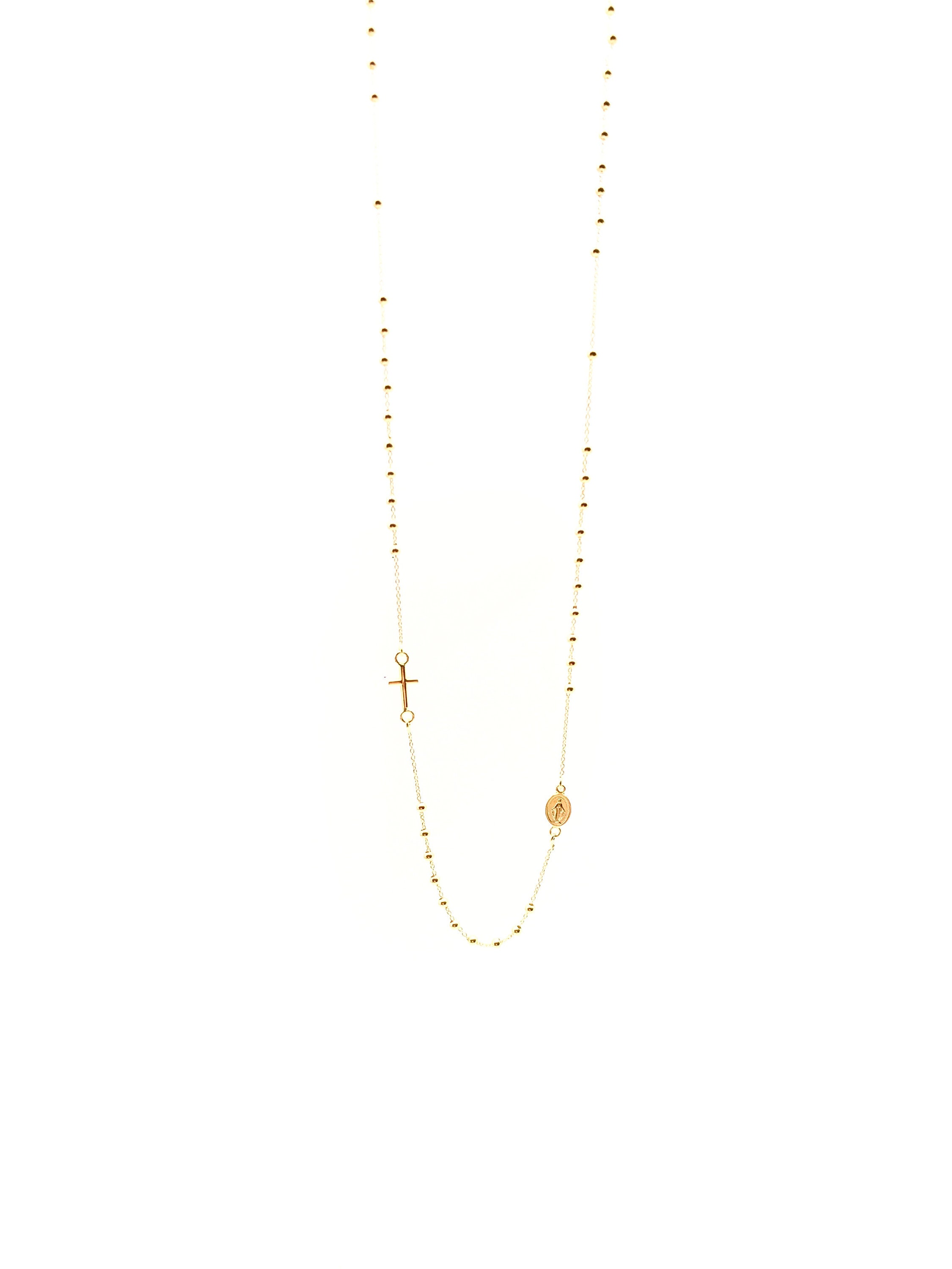 18K Yellow Gold Necklace Gold Rosary 