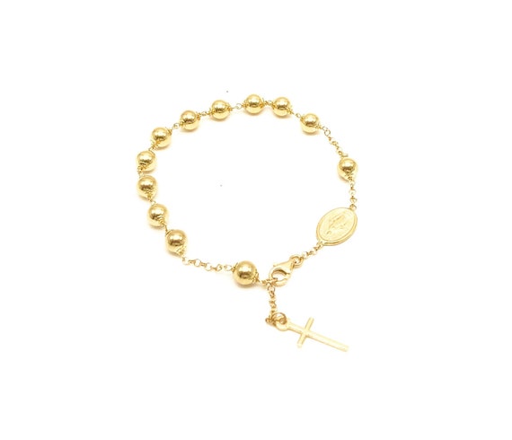 18K Yellow Gold Rosary Bracelet for Men 